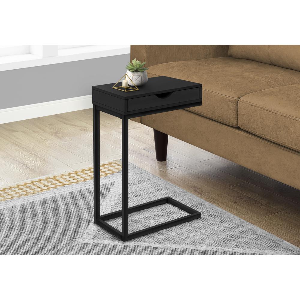 Accent Table, C-shaped, End, Side, Snack, Storage Drawer, Living Room. Picture 2