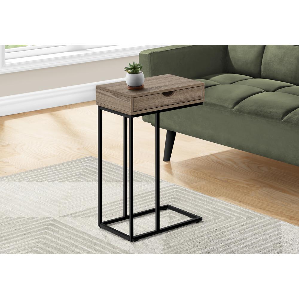 Accent Table, C-shaped, End, Side, Snack, Storage Drawer, Living Room, Bedroom. Picture 2