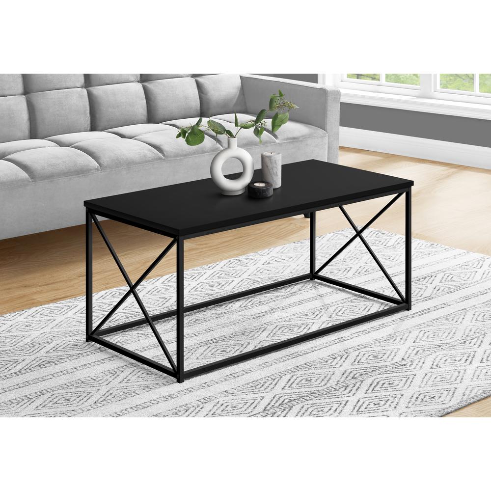 Coffee Table, Accent, Cocktail, Rectangular, Living Room, 40L, Black Laminate. Picture 2