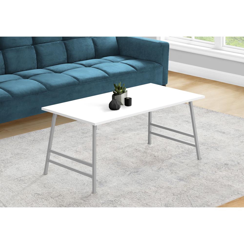 Coffee Table, Accent, Cocktail, Rectangular, Living Room, 40L, White Laminate. Picture 8