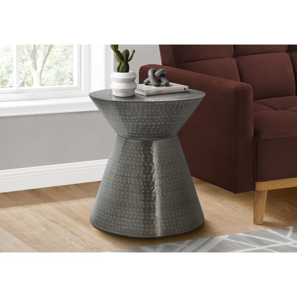 Accent Table, Drum, Side, End, Nightstand, Lamp, Living Room, Bedroom, Grey. Picture 5