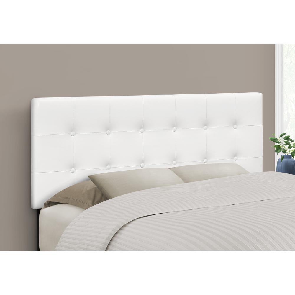 Bed, Headboard Only, Full Size, Bedroom, Upholstered, White Leather Look. Picture 2