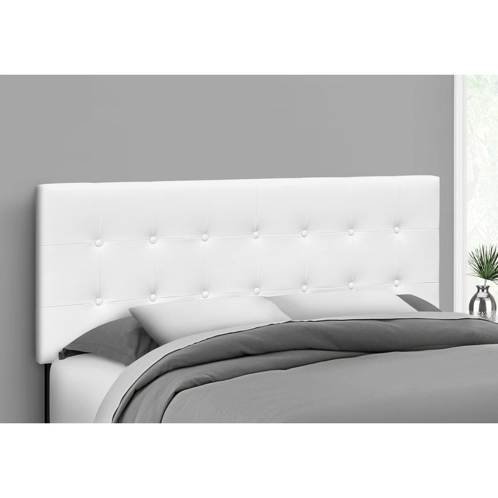 Bed, Headboard Only, Queen Size, Bedroom, Upholstered, White Leather Look. Picture 2