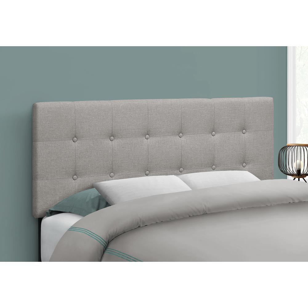 Bed, Headboard Only, Full Size, Bedroom, Upholstered, Grey Linen Look. Picture 2