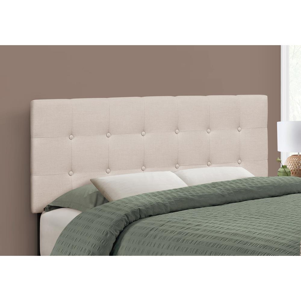 Bed, Headboard Only, Full Size, Bedroom, Upholstered, Beige Linen Look. Picture 2