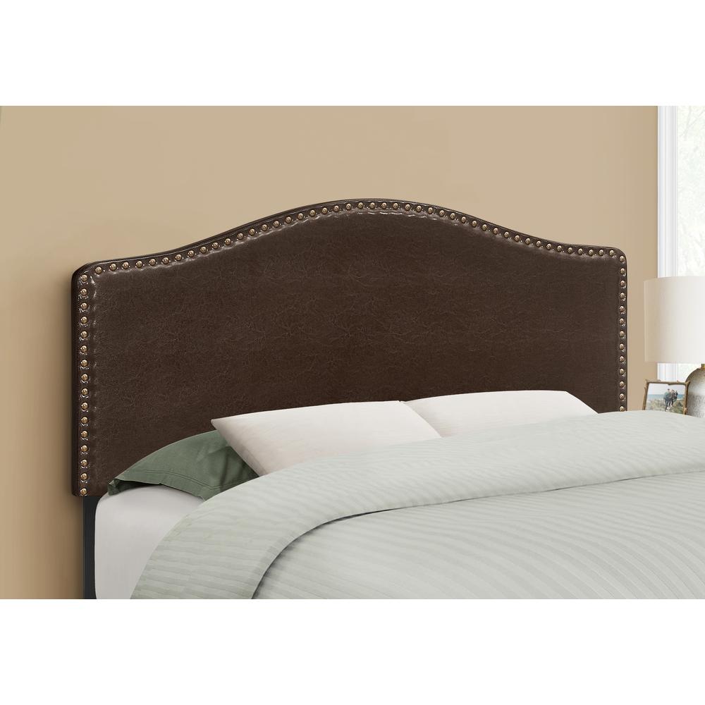 Bed, Headboard Only, Full Size, Bedroom, Upholstered, Brown Leather Look. Picture 2