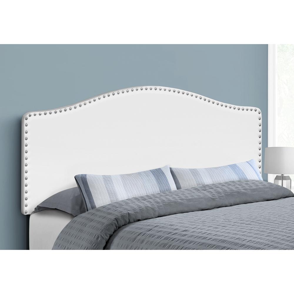 Bed, Headboard Only, Queen Size, Bedroom, Upholstered, White Leather Look. Picture 2