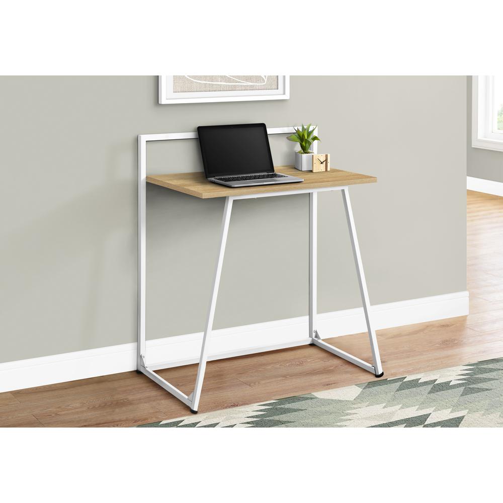 Computer Desk, Home Office, Laptop, 30L, Work, Natural Laminate, White. Picture 2