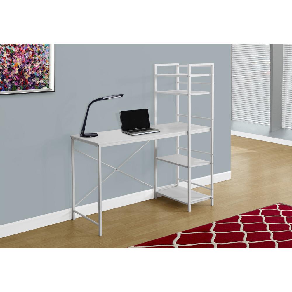 Computer Desk, Home Office, Laptop, Storage Shelves, 48L, Work, White Laminate. Picture 2