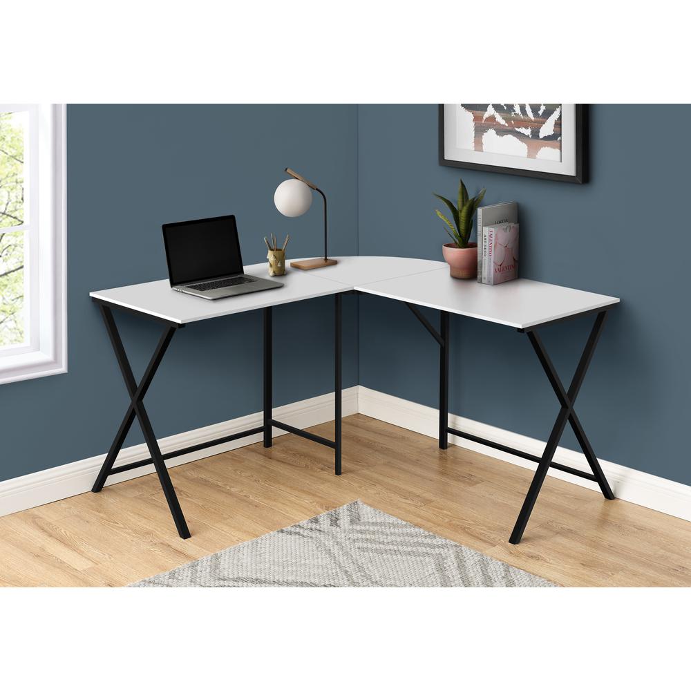 Computer Desk, Home Office, Corner, 55L, L Shape, Work, Laptop, White Laminate. Picture 8