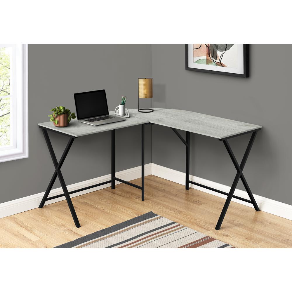 Computer Desk, Home Office, Corner, 55L, L Shape, Work, Laptop, Grey Laminate. Picture 8