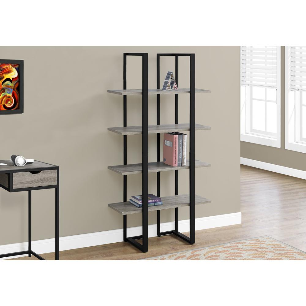 Bookshelf, Bookcase, Etagere, 4 Tier, 60H, Office, Bedroom, Brown Laminate. Picture 2