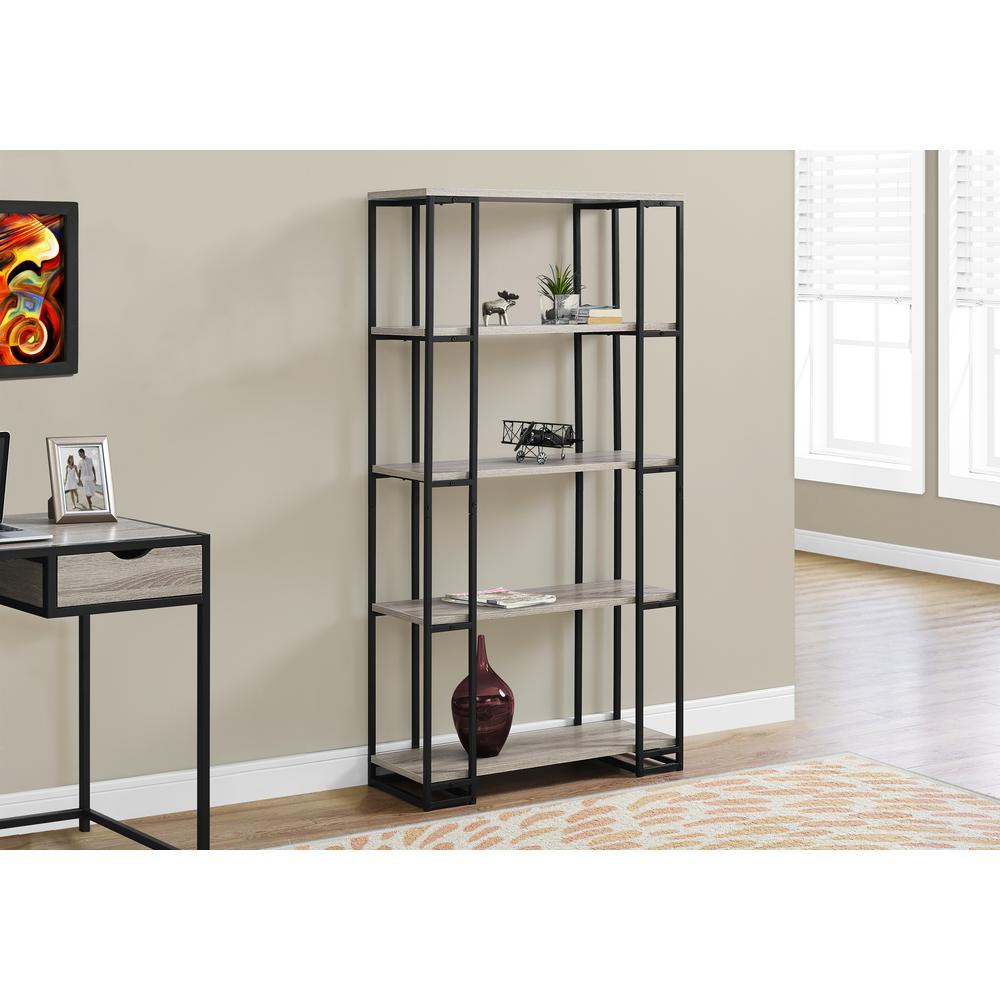 Bookshelf, Bookcase, Etagere, 5 Tier, 60H, Office, Bedroom, Brown Laminate. Picture 2