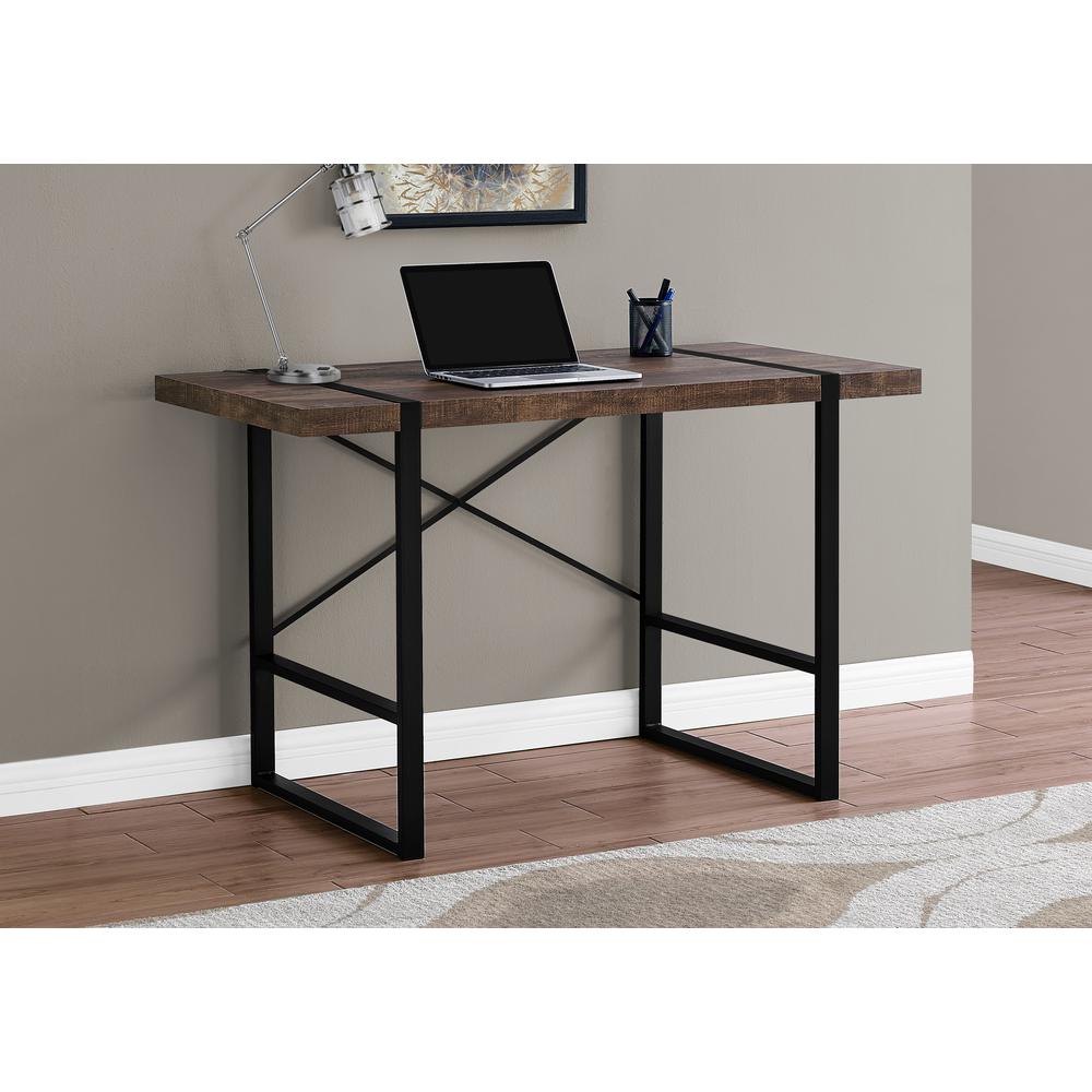 Computer Desk, Home Office, Laptop, 48L, Work, Brown Laminate, Black. Picture 2