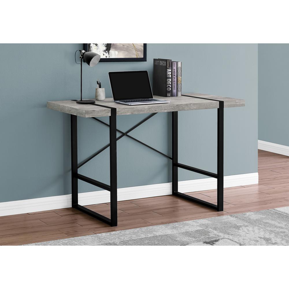 Computer Desk, Home Office, Laptop, 48L, Work, Grey Laminate, Black. Picture 8