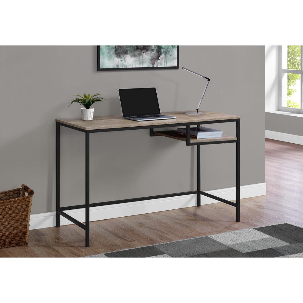 Computer Desk, Home Office, Laptop, 48L, Work, Brown Laminate, Black. Picture 2