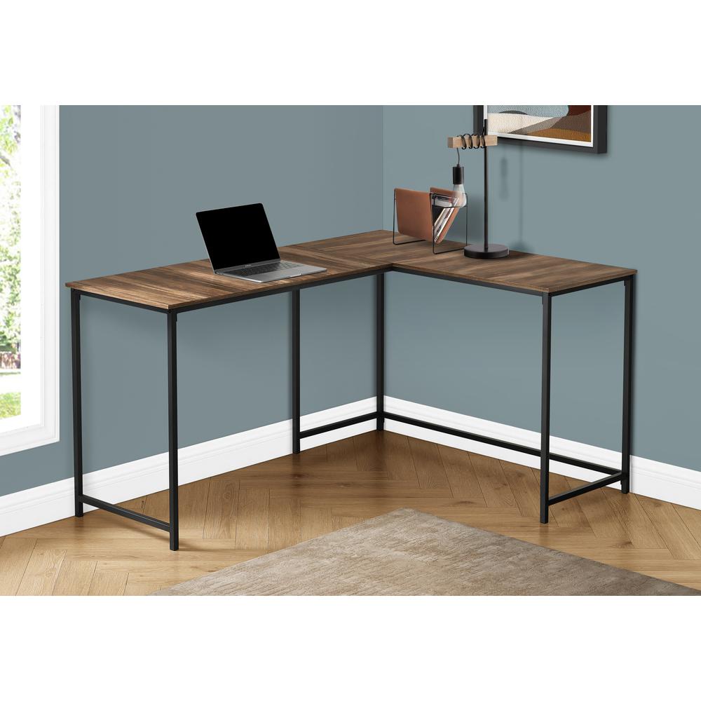 Computer Desk, Home Office, Corner, 58L, L Shape, Work, Laptop, Brown Laminate. Picture 8