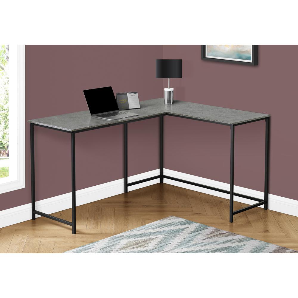 Computer Desk, Home Office, Corner, 58L, L Shape, Work, Laptop, Grey Laminate. Picture 8