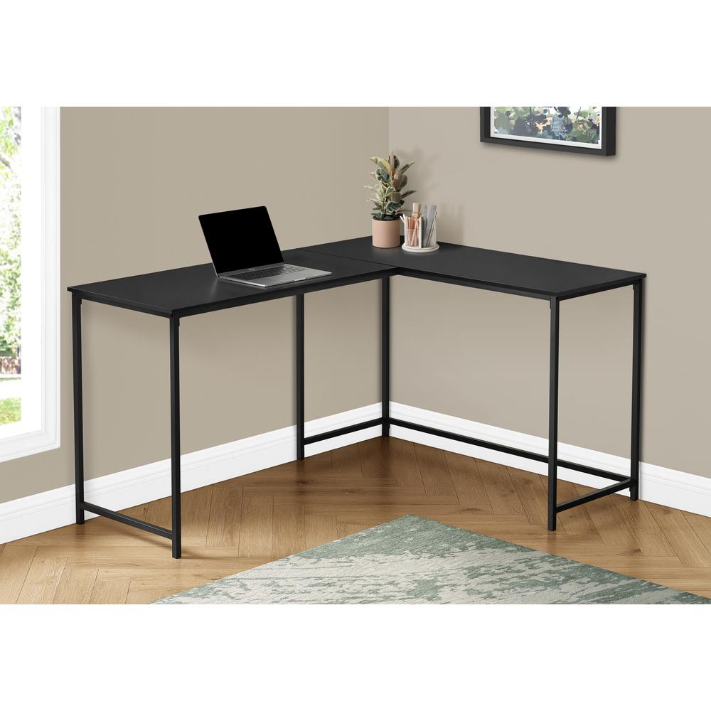 Computer Desk, Home Office, Corner, 58L, L Shape, Work, Laptop, Black Laminate. Picture 8