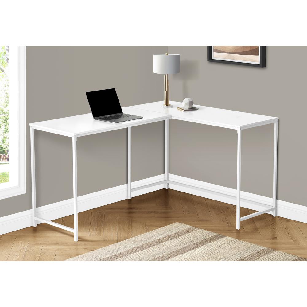 Computer Desk, Home Office, Corner, 58L, L Shape, Work, Laptop, White Laminate. Picture 8