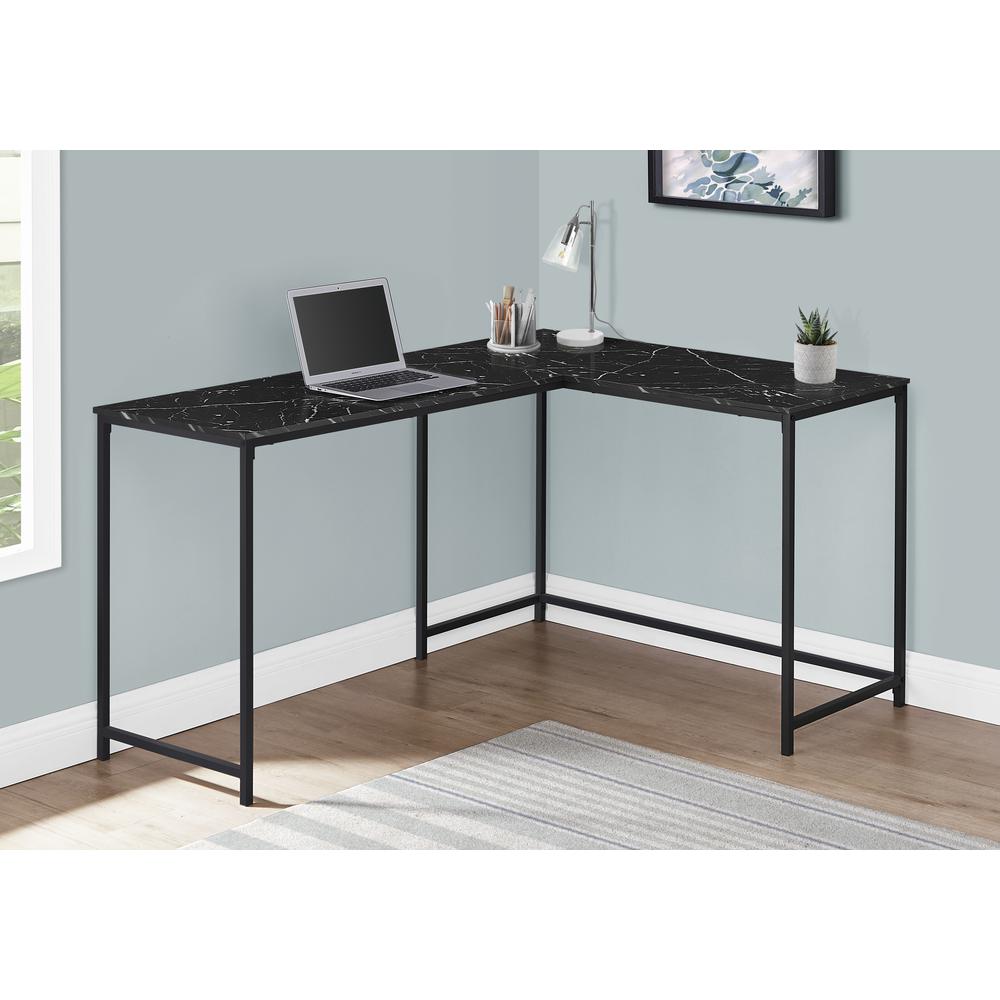 Computer Desk, Home Office, Corner, 58L, L Shape, Work, Laptop, Black Marble. Picture 2