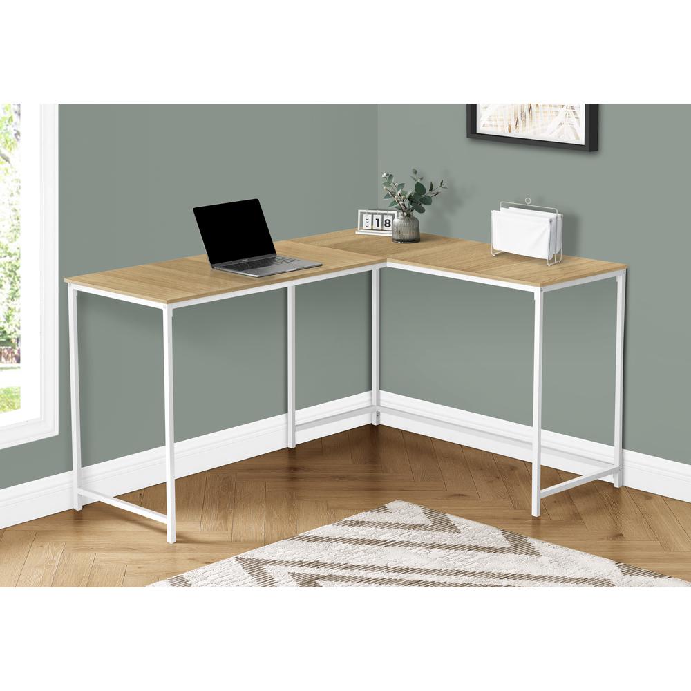 Computer Desk, Home Office, Corner, 58L, L Shape, Work, Laptop, Natural Laminate. Picture 2