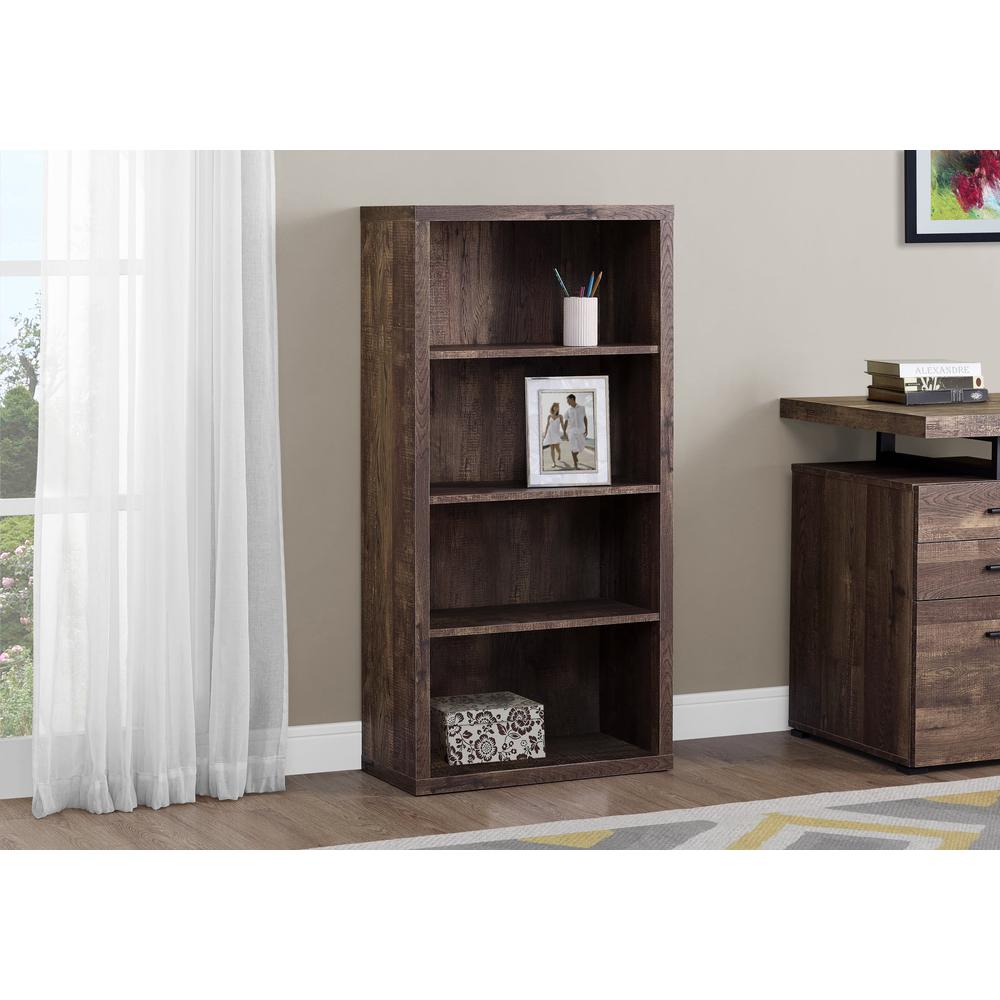 Bookshelf, Bookcase, Etagere, 5 Tier, 48H, Office, Bedroom, Brown Laminate. Picture 8
