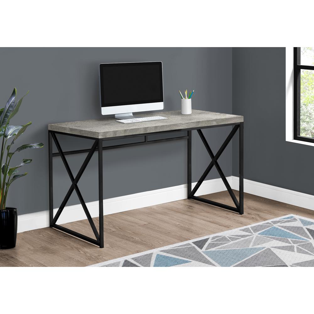 Computer Desk, Home Office, Laptop, Work, Grey Laminate, Black. Picture 2