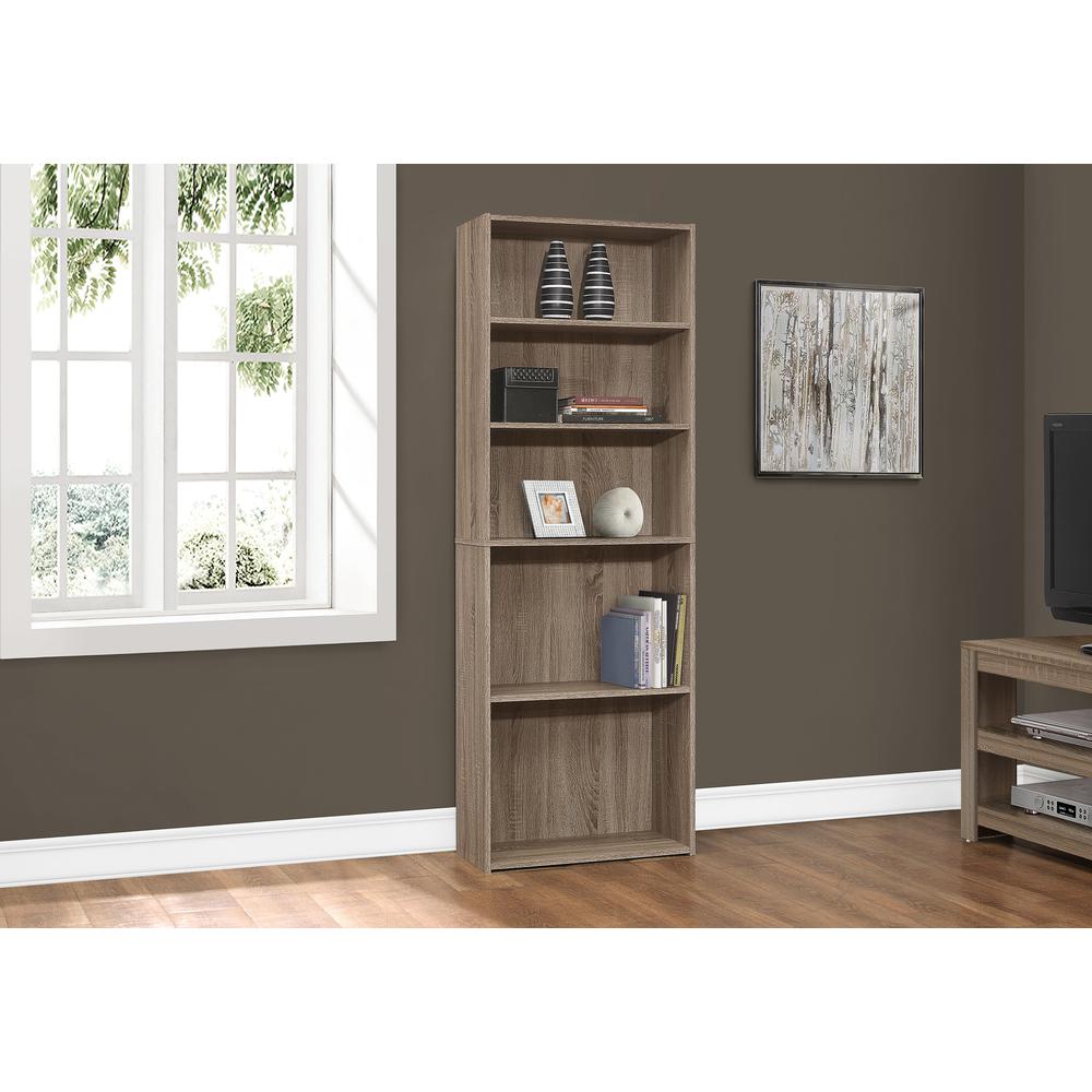 Bookshelf, Bookcase, 6 Tier, 72H, Office, Bedroom, Brown Laminate, Transitional. Picture 2