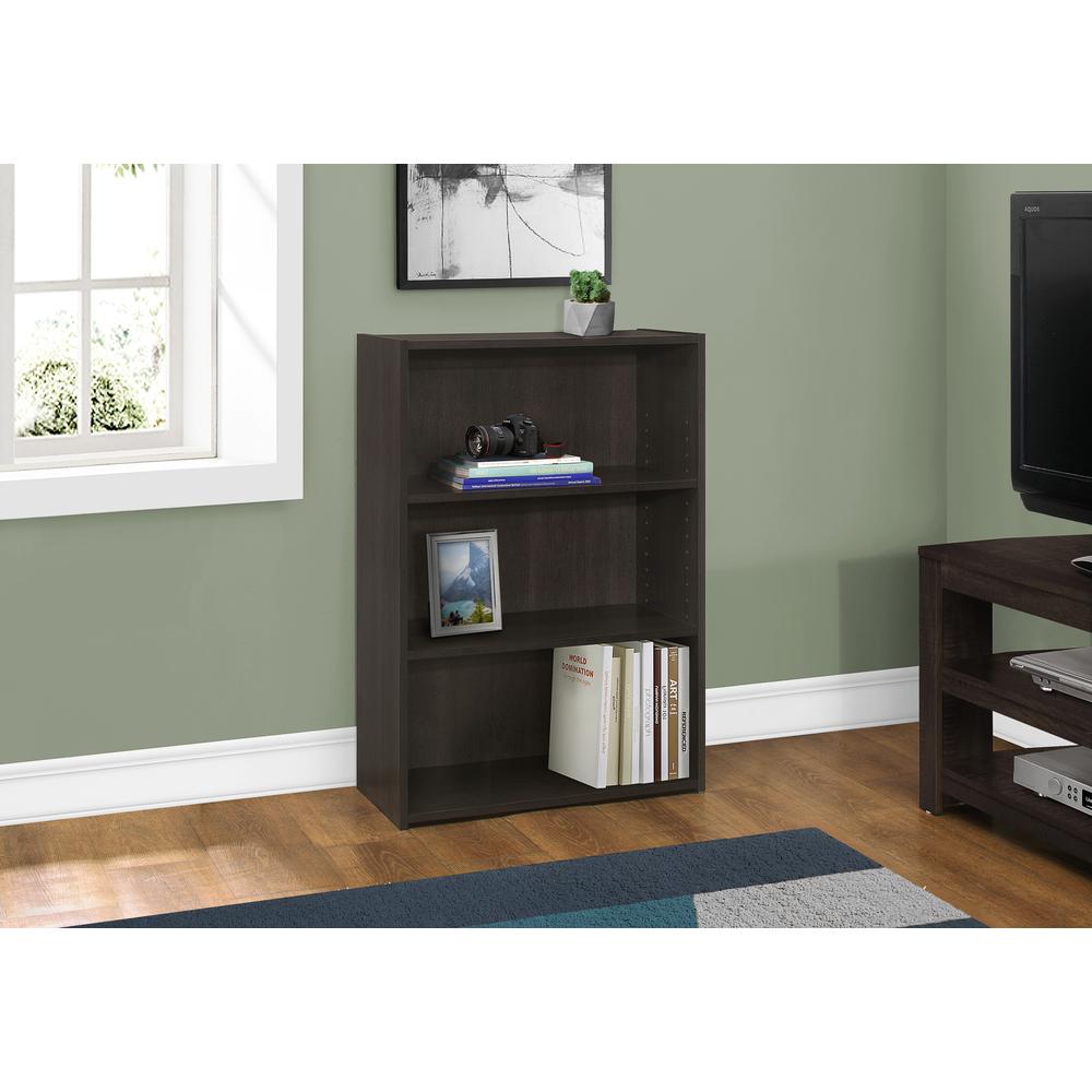 Bookshelf, Bookcase, 4 Tier, 36H, Office, Bedroom, Brown Laminate, Transitional. Picture 2