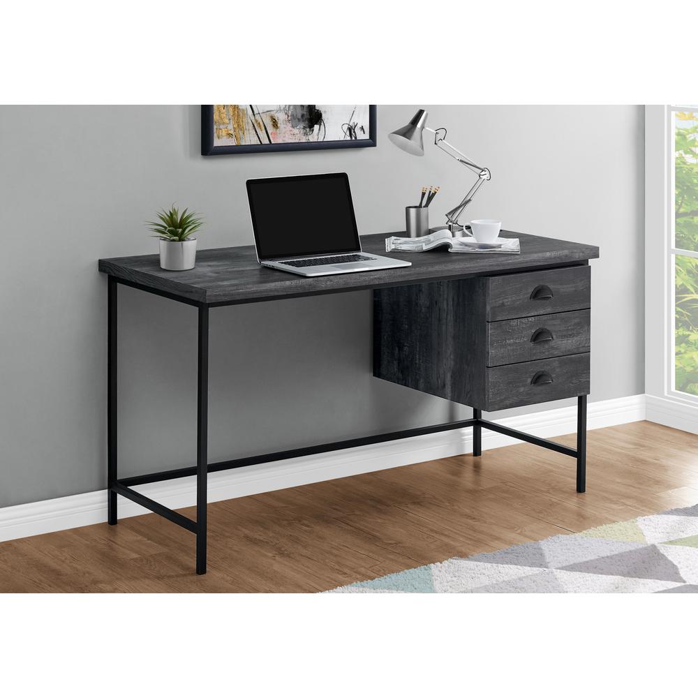 Computer Desk, Home Office, Laptop, Storage Drawers, 55L, Work, Black Laminate. Picture 2