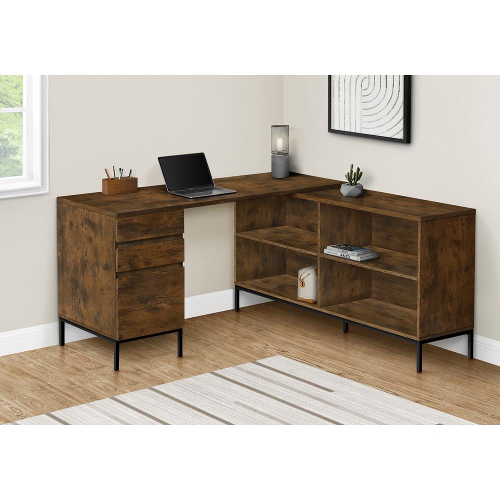 Computer Desk, Home Office, Corner, Storage Drawers, 60L, L Shape, Work. Picture 2