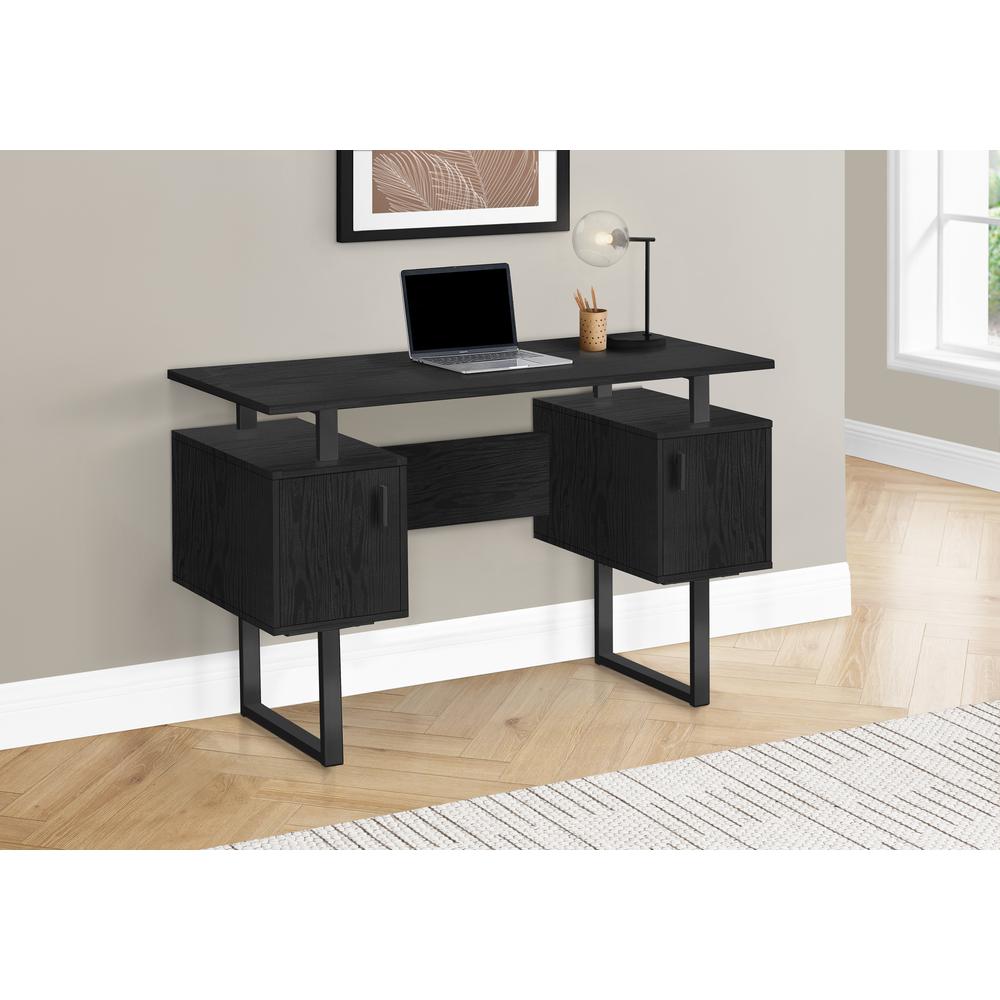 Computer Desk, Home Office, Laptop, Storage, 48L, Work, Black Laminate, Black. Picture 8