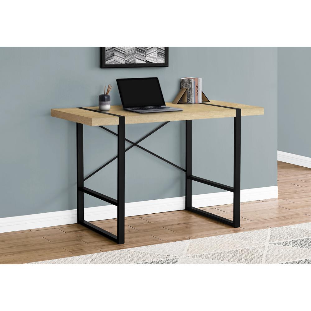 Computer Desk, Home Office, Laptop, 48L, Work, Natural Laminate, Black. Picture 8