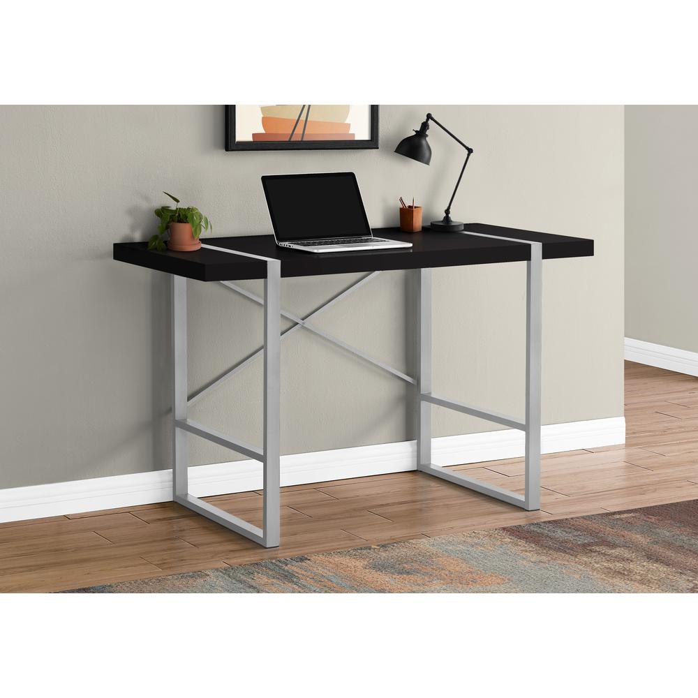Computer Desk, Home Office, Laptop, 48L, Work, Black Laminate, Grey. Picture 8