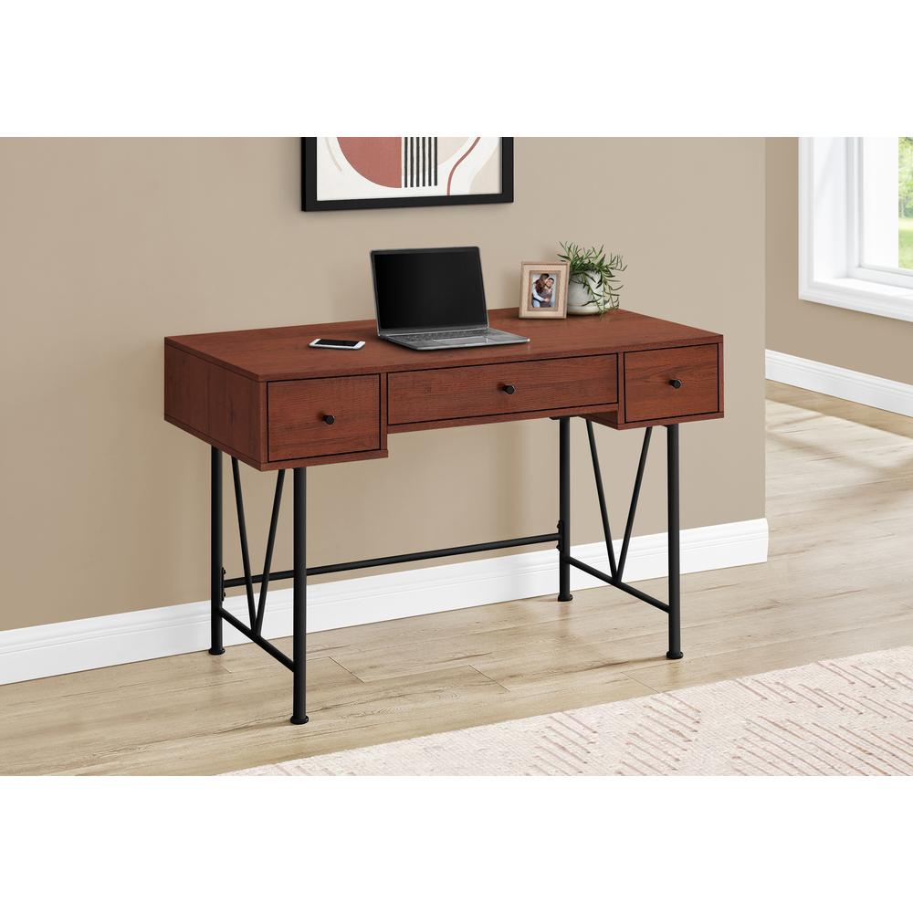 Computer Desk, Home Office, Laptop, Storage Drawers, 48L, Work, Brown Laminate. Picture 9