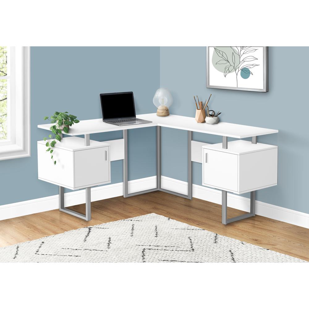 Computer Desk, Home Office, Corner, Storage, 58L, L Shape, Work, Laptop. Picture 8