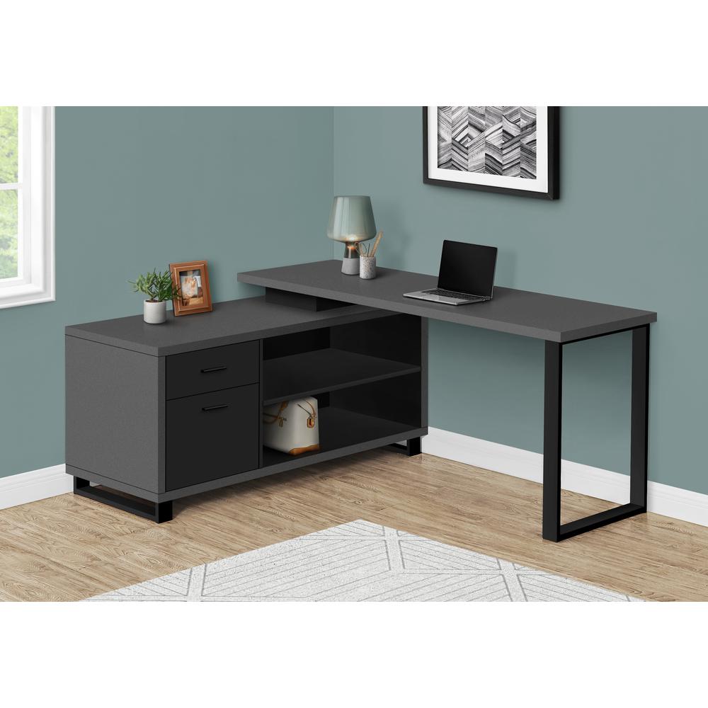 Computer Desk, Home Office, Corner, Storage Drawers, 72L, L Shape, Work. Picture 3