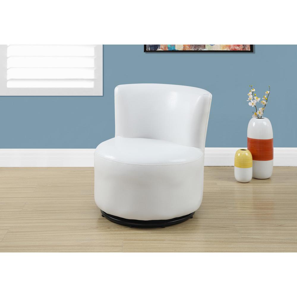 Juvenile Chair, Accent, Kids, Swivel, Upholstered, White Leather Look. Picture 2