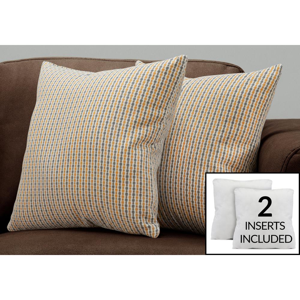 Pillows, Set Of 2, 18 X 18 Square, Insert Included, Decorative Throw, Accent. Picture 2