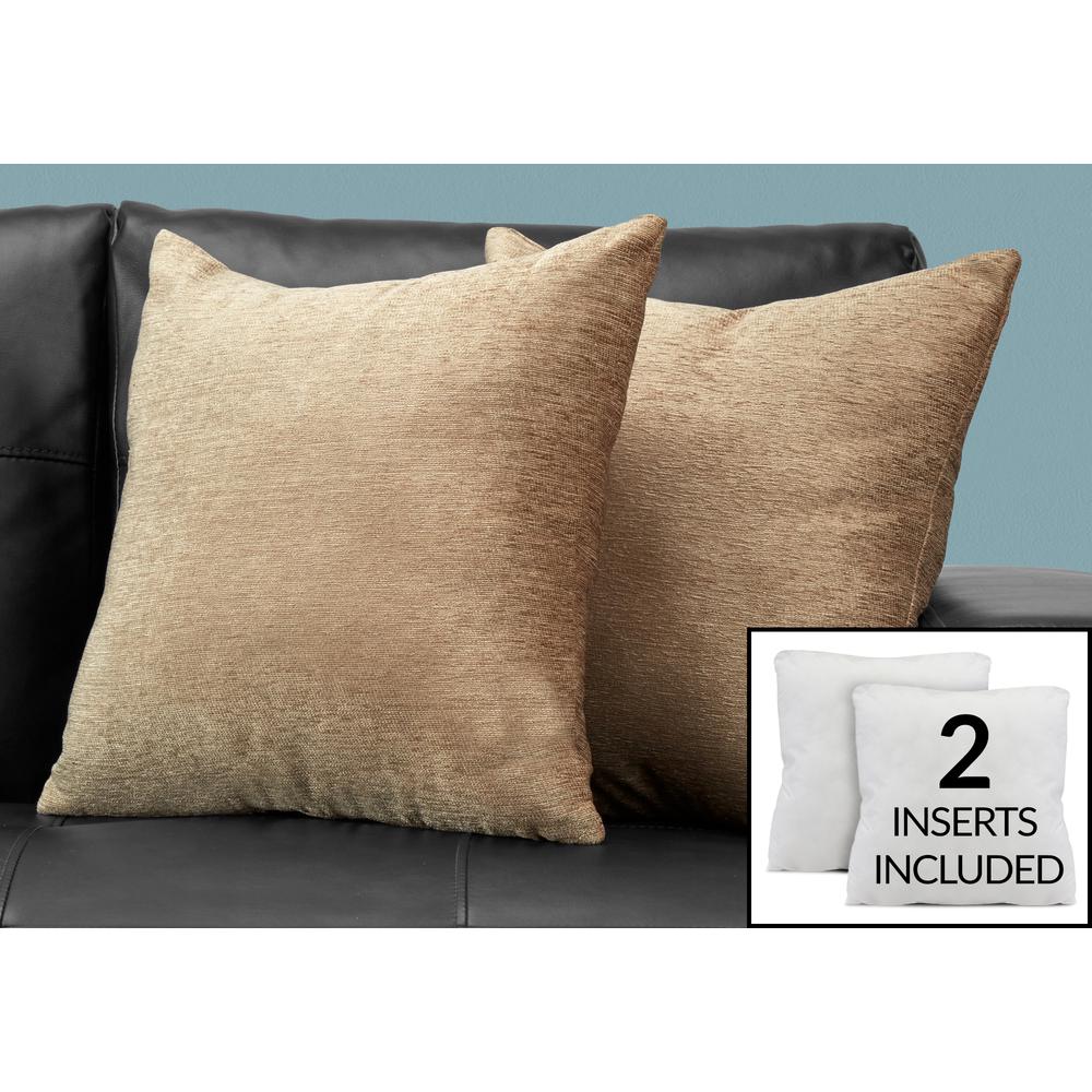 Pillows, Set Of 2, 18 X 18 Square, Insert Included, Decorative Throw, Accent. Picture 2