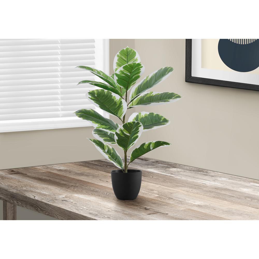 Artificial Plant, 27 Tall, Rubber, Indoor, Faux, Fake, Table, Greenery, Potted. Picture 4