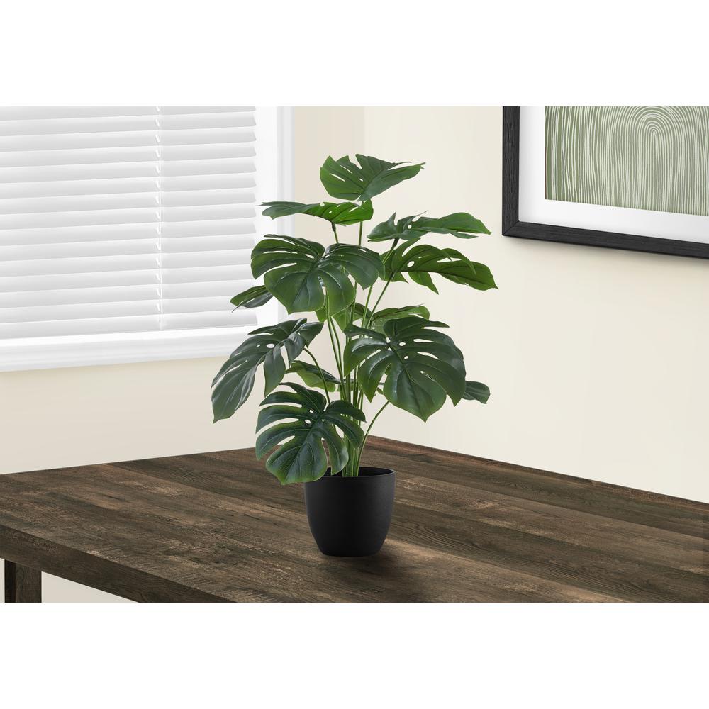 Artificial Plant, 24 Tall, Monstera, Indoor, Faux, Fake, Table, Greenery. Picture 5