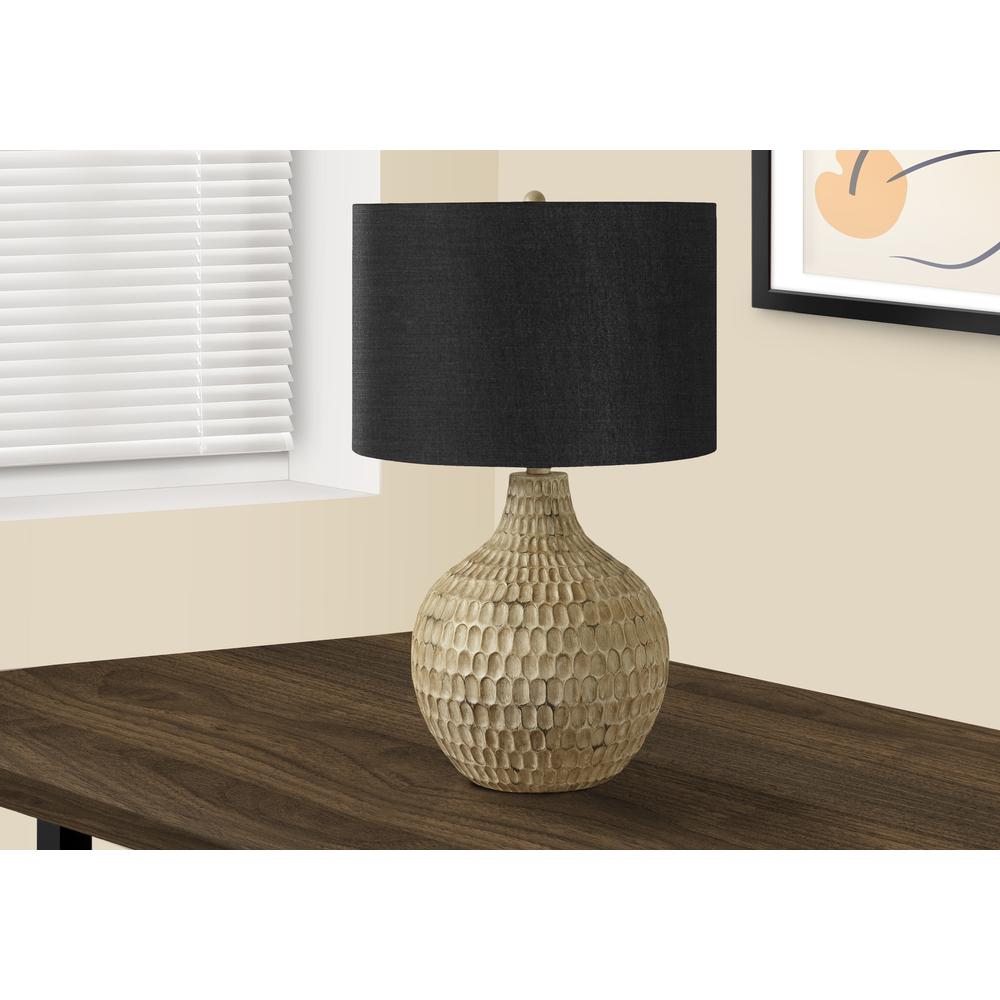 Lighting, 25"H, Table Lamp, Black Shade, Brown Resin, Contemporary. Picture 5