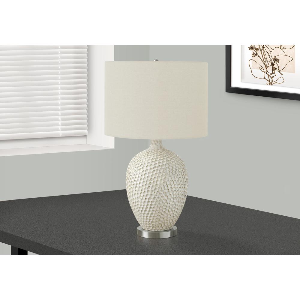 ="Lighting, 28""H, Table Lamp, Cream Ceramic, Ivory / Cream Shade, Contemporary. Picture 5