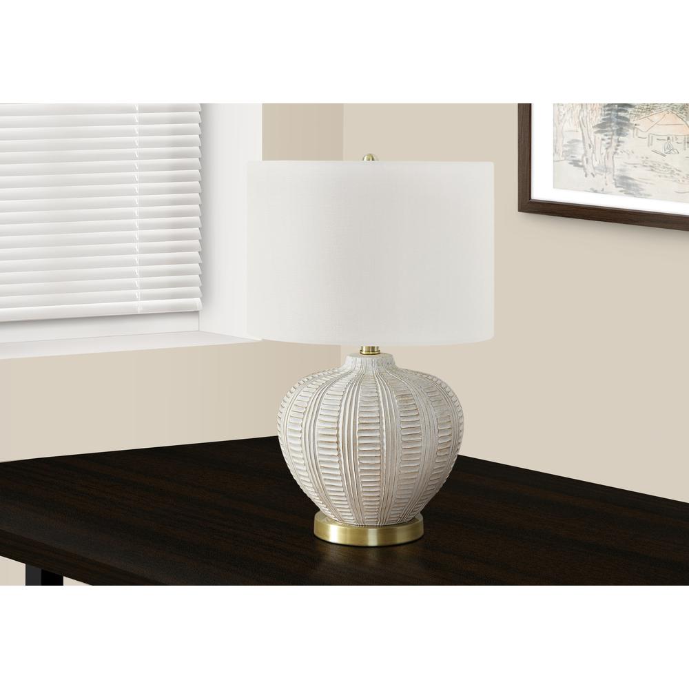 Lighting, 21"H, Table Lamp, Ivory / Cream Shade, Cream Resin, Transitional. Picture 5