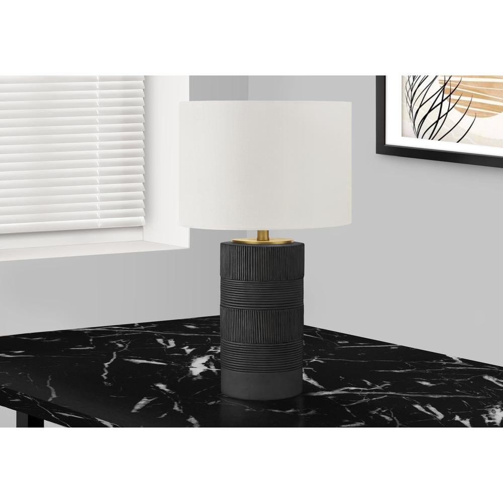 Lighting, 24"H, Table Lamp, Black Resin, Ivory / Cream Shade, Contemporary. Picture 5