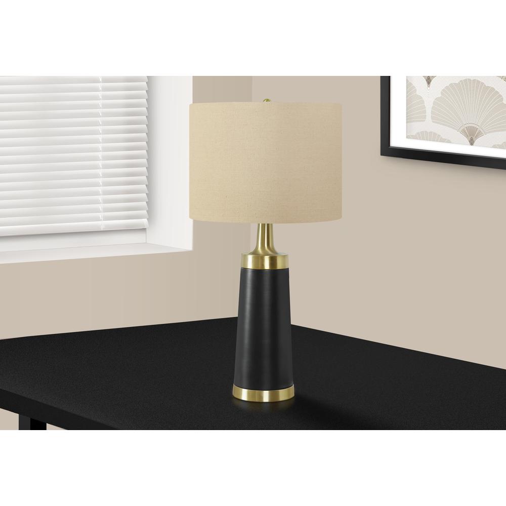 Lighting, 28"H, Table Lamp, Black Metal, Beige Shade, Contemporary. Picture 5