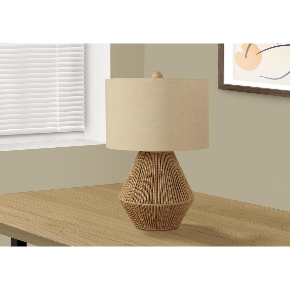 Lighting, 22"H, Table Lamp, Brown Rope, Beige Shade, Transitional. Picture 5