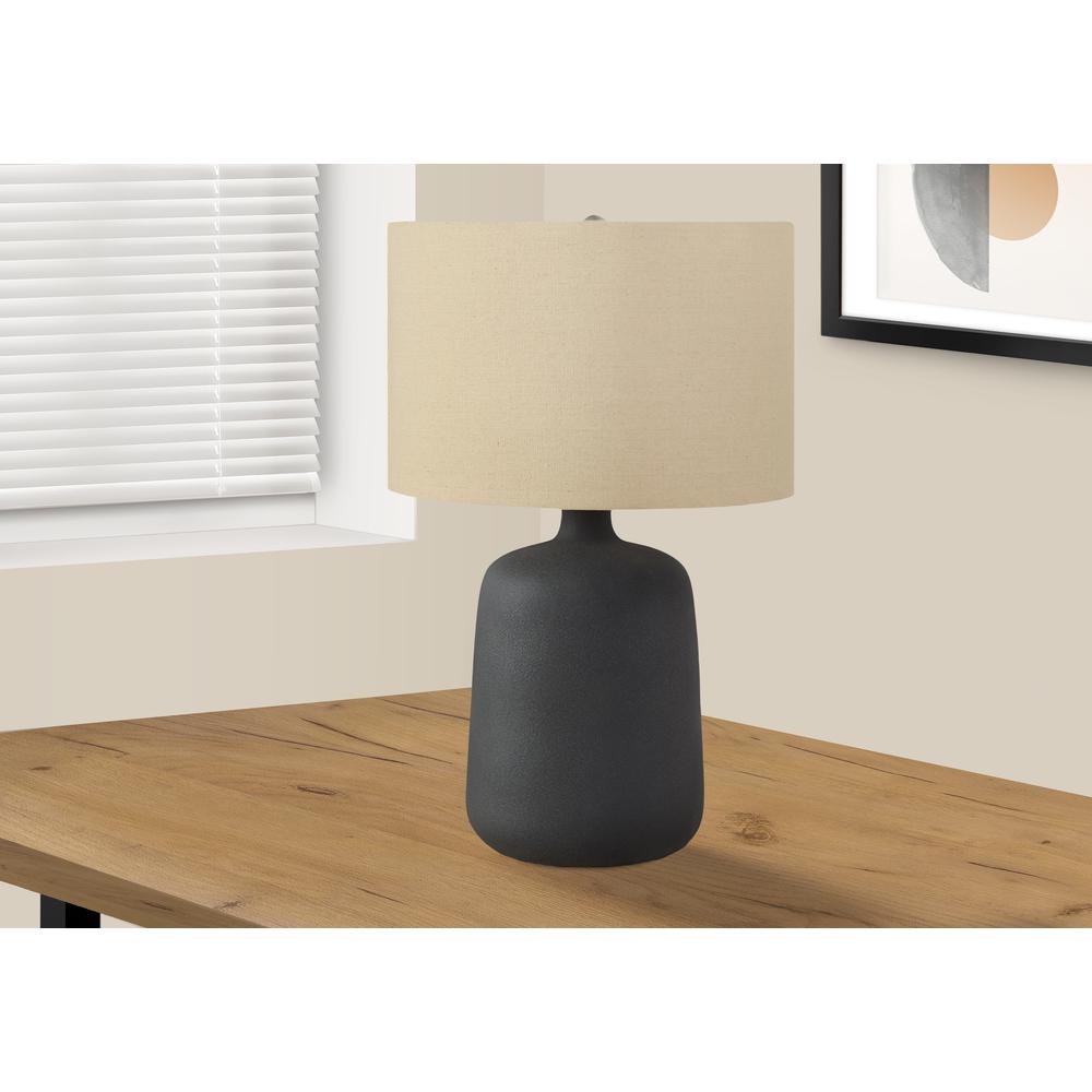 Lighting, 24"H, Table Lamp, Black Ceramic, Beige Shade, Contemporary. Picture 5